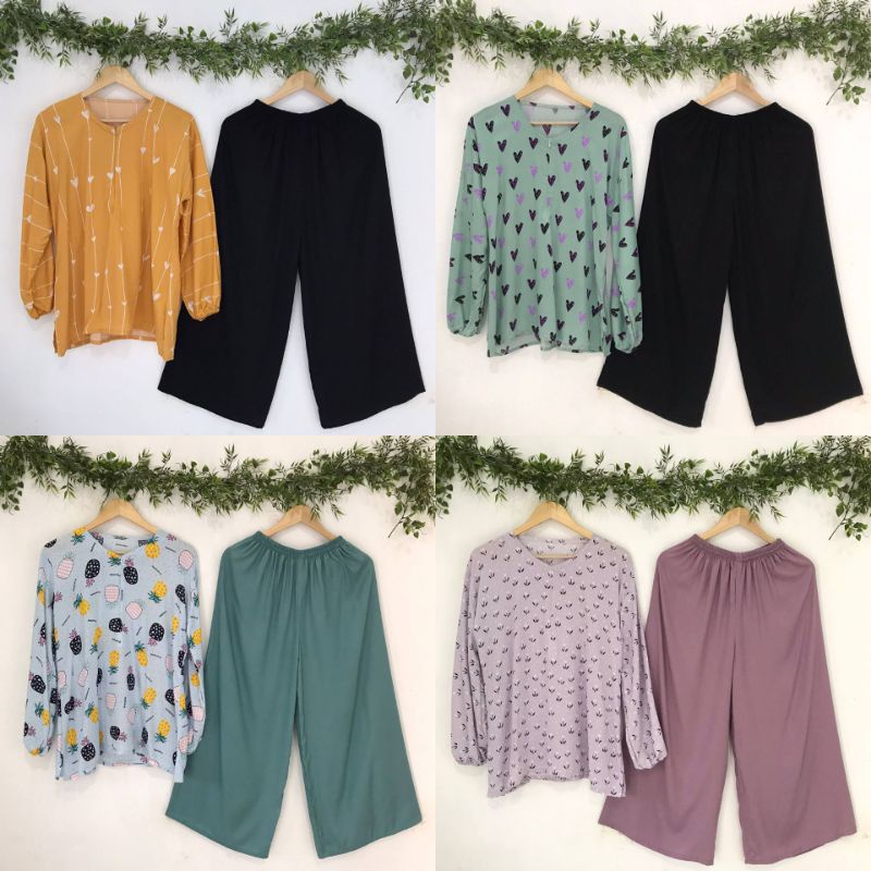 BABYDOLL PANJANG JUMBO PAJAMAS LENGAN PANJANG BABYDOLL RAYON VISCOSE BABYDOLL KULOT JUMBO