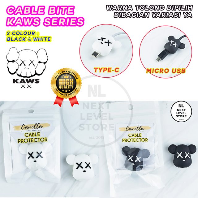 KAWS Series Cable Bite Pelindung Kabel Protection Black White