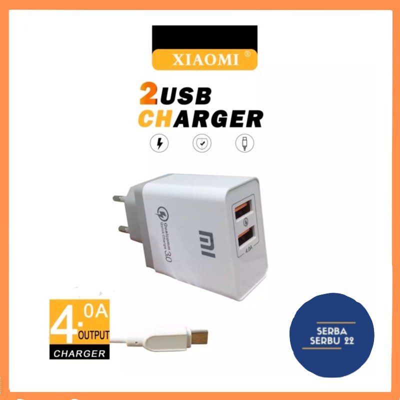 CHARGER BRANDED 2 USB 4A / CHARGING SAMSUNG XIAOMI OPPO VIVO ASUS LENOVO 2.A 2Ampere 2USB