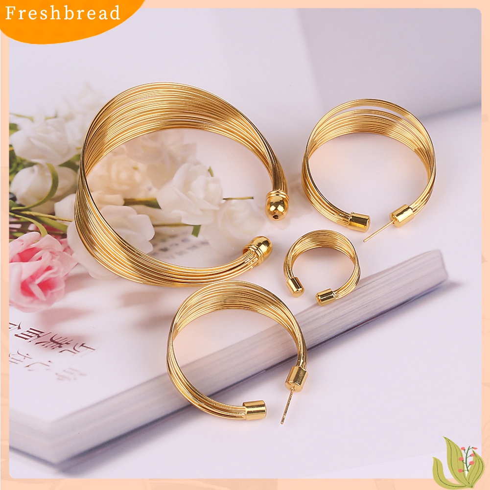 Fresh| 4pcs / Set Kalung + Anting + Gelang + Cincin Gaya Nigeria Eksotis Untuk Pengantin Wanita