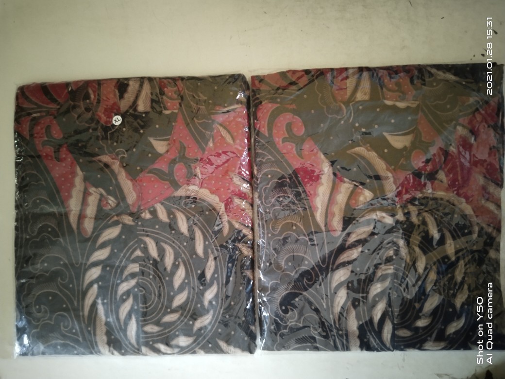 Batik Couple Keluarga Modern Sania Ruffle Ori Ndoro Motif Puser Merah Batik Pekalongan  Busui Jumbo