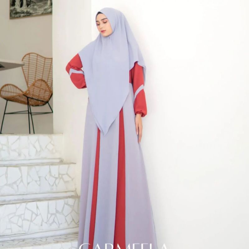 GAMIS SYARI SUPER JUMBO RANIA UP TO LD 140-Abu-Merah
