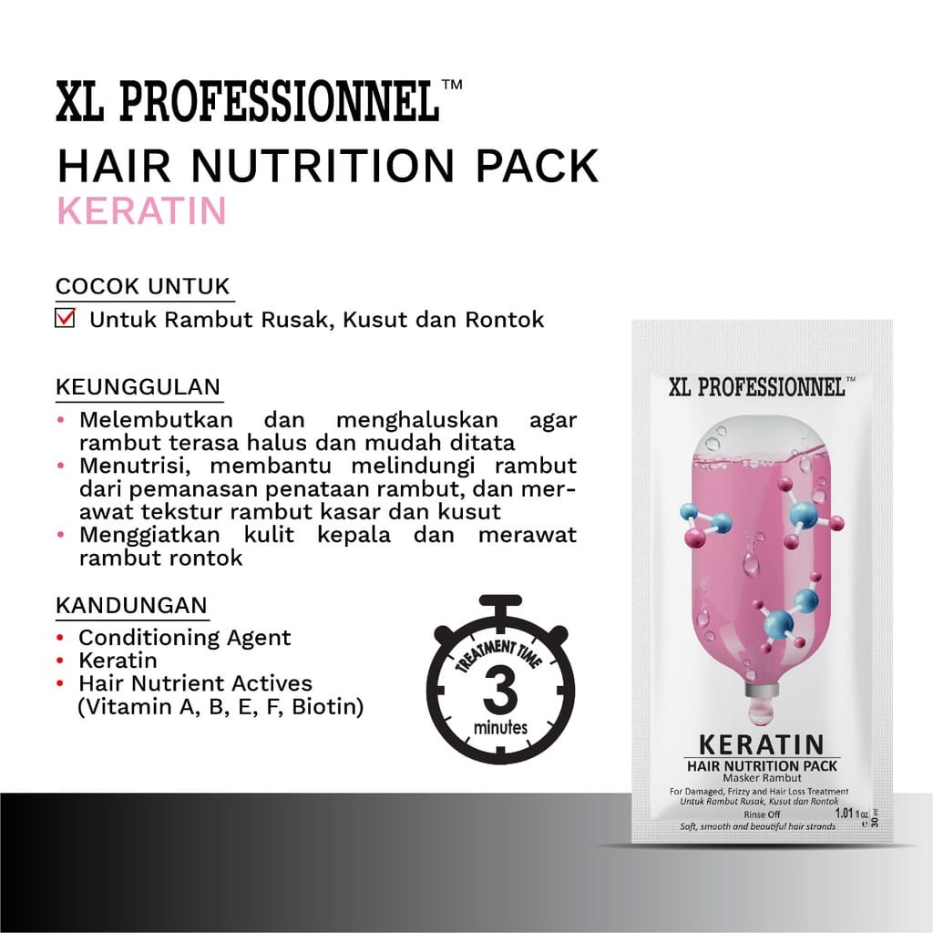 XL PROFESIONAL HAIR MASK 30ML MASKER RAMBUT SACHET PERAWATAN RAMBUT