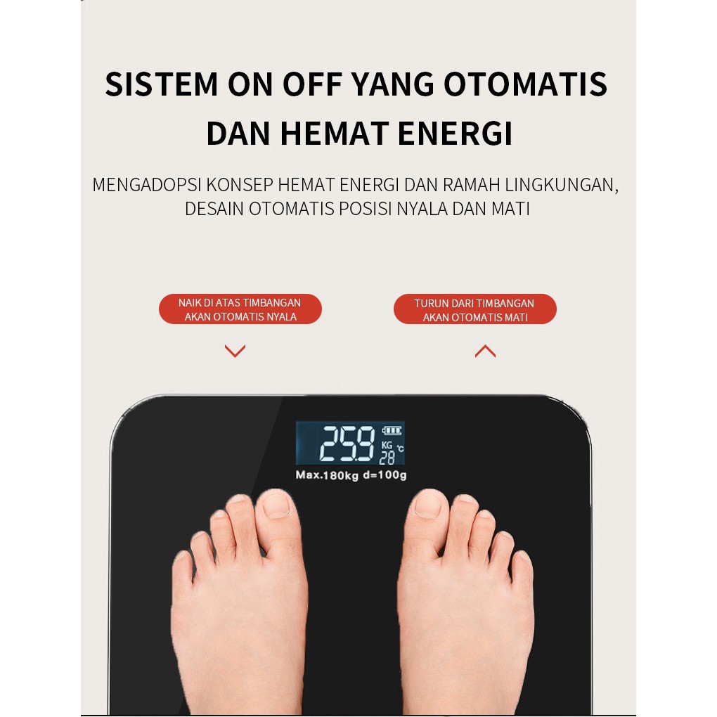 BENCO Timbangan Badan Digital With USB Charging Anti Pecah Weight Body With LCD Murah