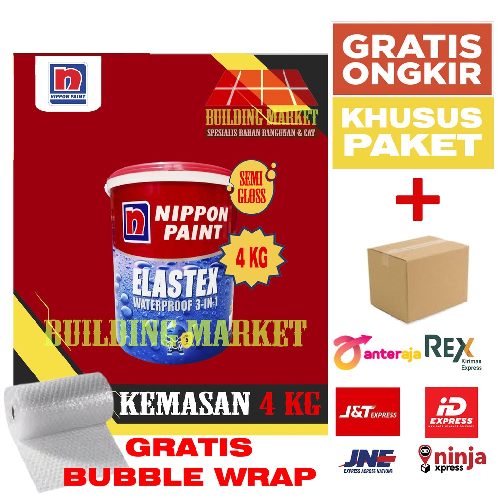 CAT TEMBOK ELASTEX WATERPROFING CAT NIPPON PAINT ELASTEX 4 KG (PAKET)