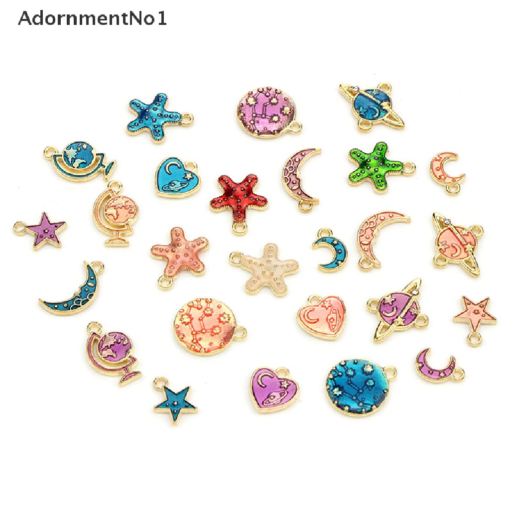 (AdornmentNo1) 26pcs / Set Liontin Bentuk Planet / Bintang Bahan Alloy Untuk Kerajinan Tangan DIY