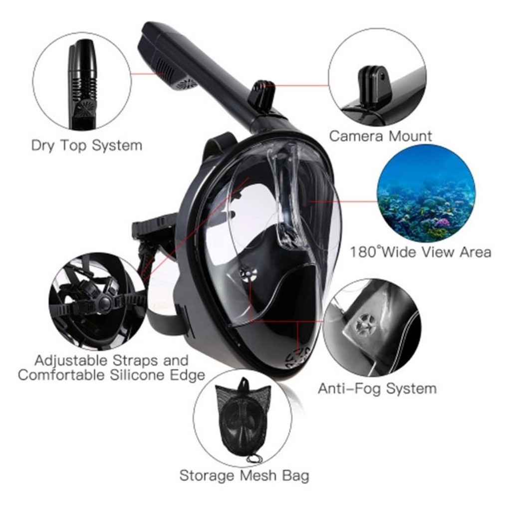 Kacamata Renang Menyelam Snorkeling Fullface XL YE047 With Cam Adapter 111140