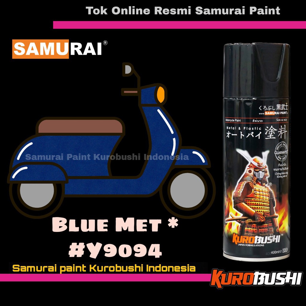 Samurai Paint BLUE MET Y9094 Warna Biru Metalik Yamaha Cat Semprot Aerosol Samurai
