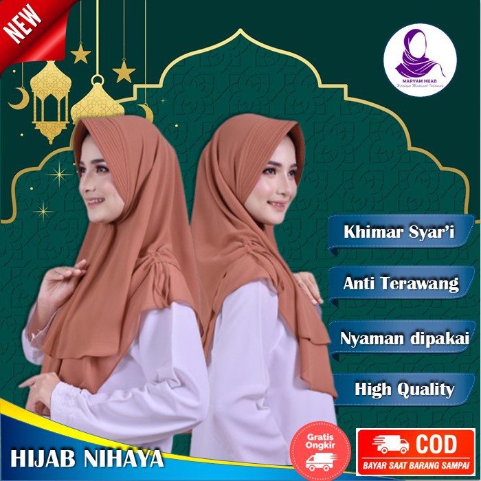 Hijab Khimar Jilbab Kerudung Instan Instant Syari Syar i Ceruty Baby Doll Serut Murah Terkini Nihaya