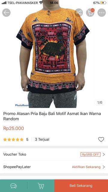 Produk Unggulan Baju Bali Motif Barong Serat Ukuran Dewasa Dasar Warna Random