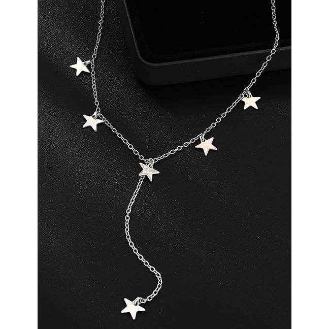 LRC Kalung Fashion White K Pentagram Necklace D46862