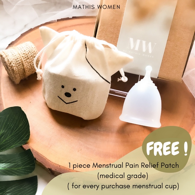 MENSTRUAL CUP by Mathis Women FDA ISO 3 ukuran BONUS Menstrual Pain Relief Patch