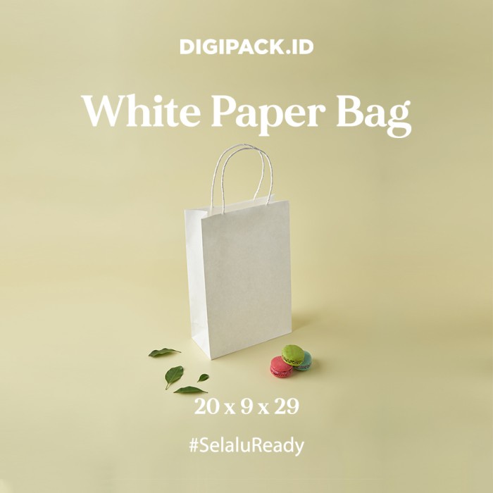

✨ BISA COD ✨ [Digipack] White Paper Bag Tali 20 x 9 x 29 | Kantong Kertas Putih