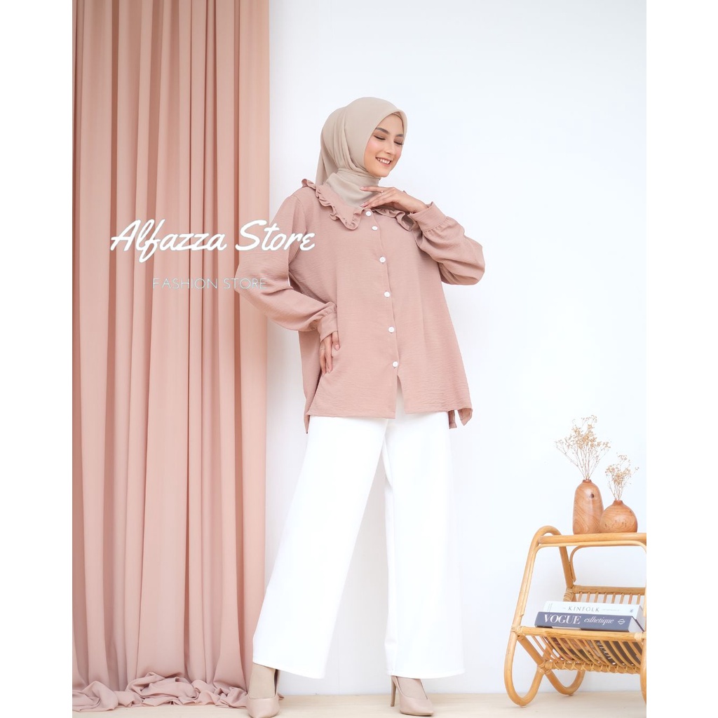 ALFAZZA STORE - VARZHA SHIRT CRINKLE - BLOUSE - PAKAIAN WANITA TERBARU - JUMBO - PREMIUM - BAHAN CRINCLE - TERMURAH