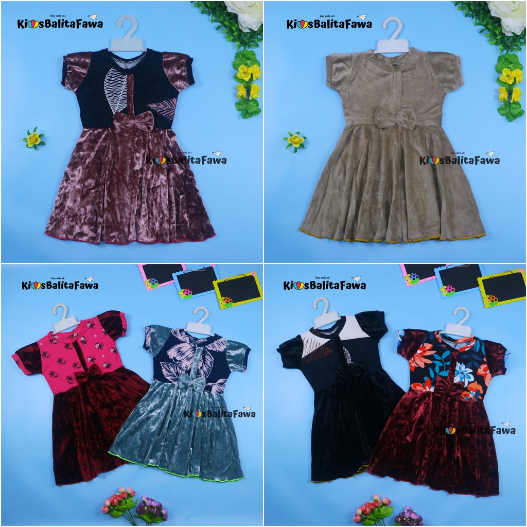 Dress Pita uk 3-4 Tahun / Dres Lengan Murah Baju Anak Perempuan Grosir Harian Gaun Pesta Batik Baru