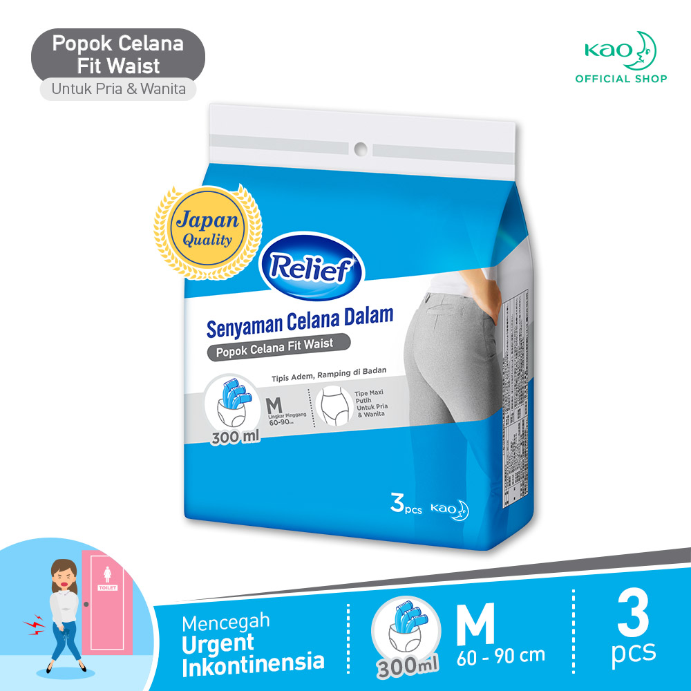 Relief Fit Waist Popok Celana Size M x 3