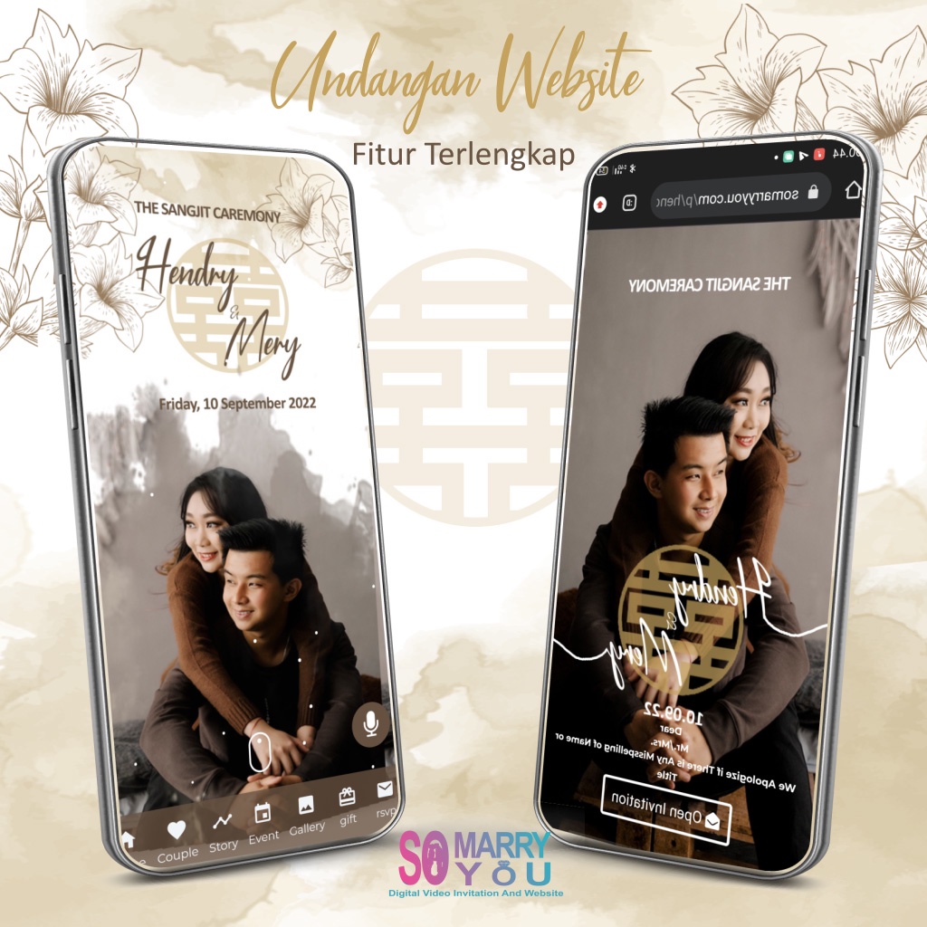 Promo Undangan Digital Website Pernikahan Tionghoa Web Invitation Online  Soft Brown Chinese Mandari
