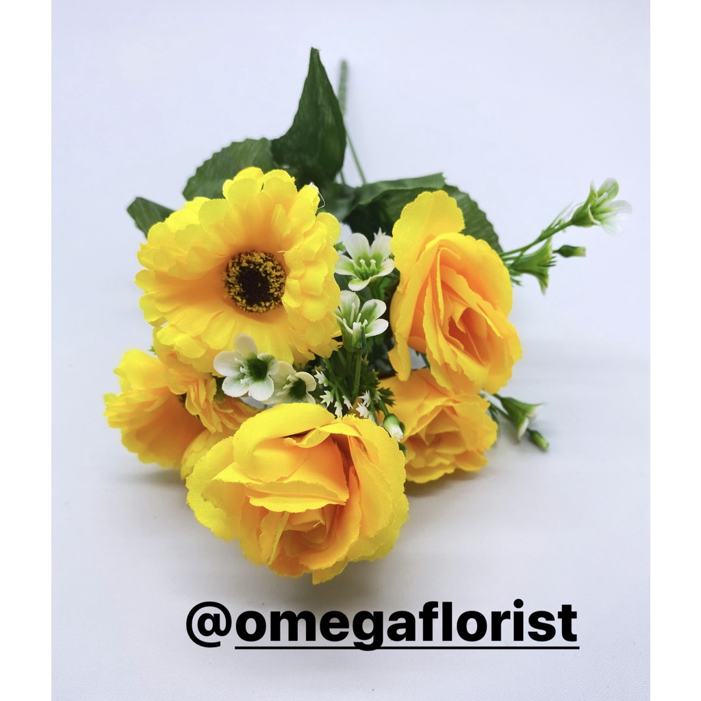 Bunga Mawar Daisy Artificial Bunga Artificial/Bunga Plastik/Bunga Dekorasi/Dekorasi Pernikahan/Pernikahan-Kuning
