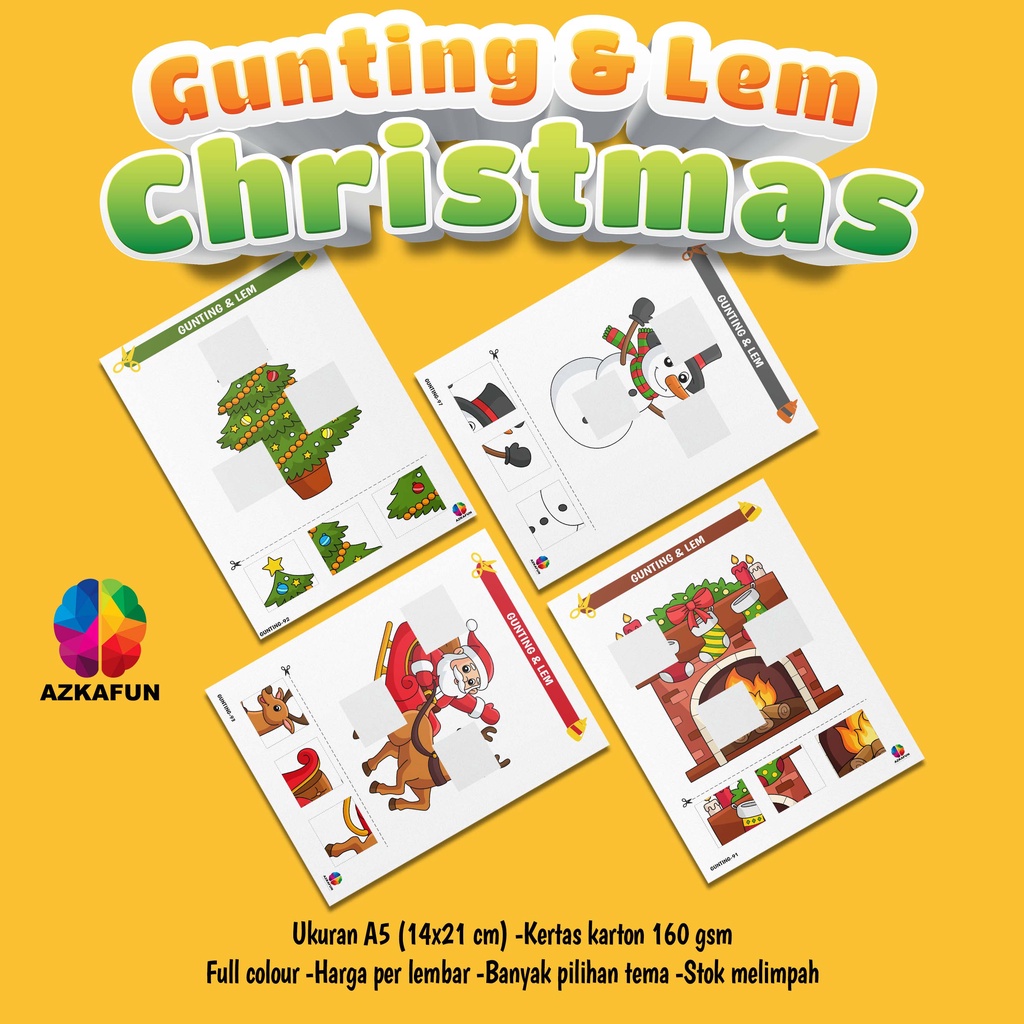 

Lembar aktivitas Gunting dan Lem tema NATAL - lembar belajar Christmas