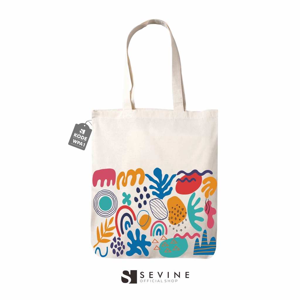 Sevine Tote Bag Resleting Drill Totebag Tas Laptop Wanita Woman Painting Abstrak Art  - WPA