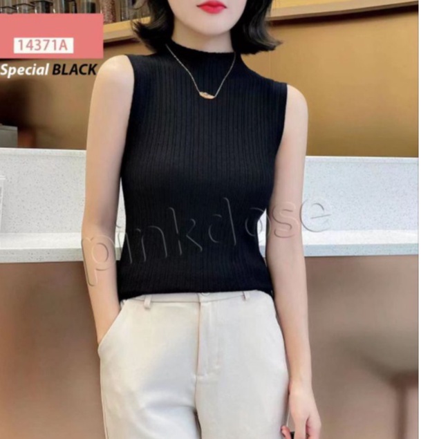 INNER TANPA LENGAN RAJUT PREMIUM TURTLUNECK IMPORT