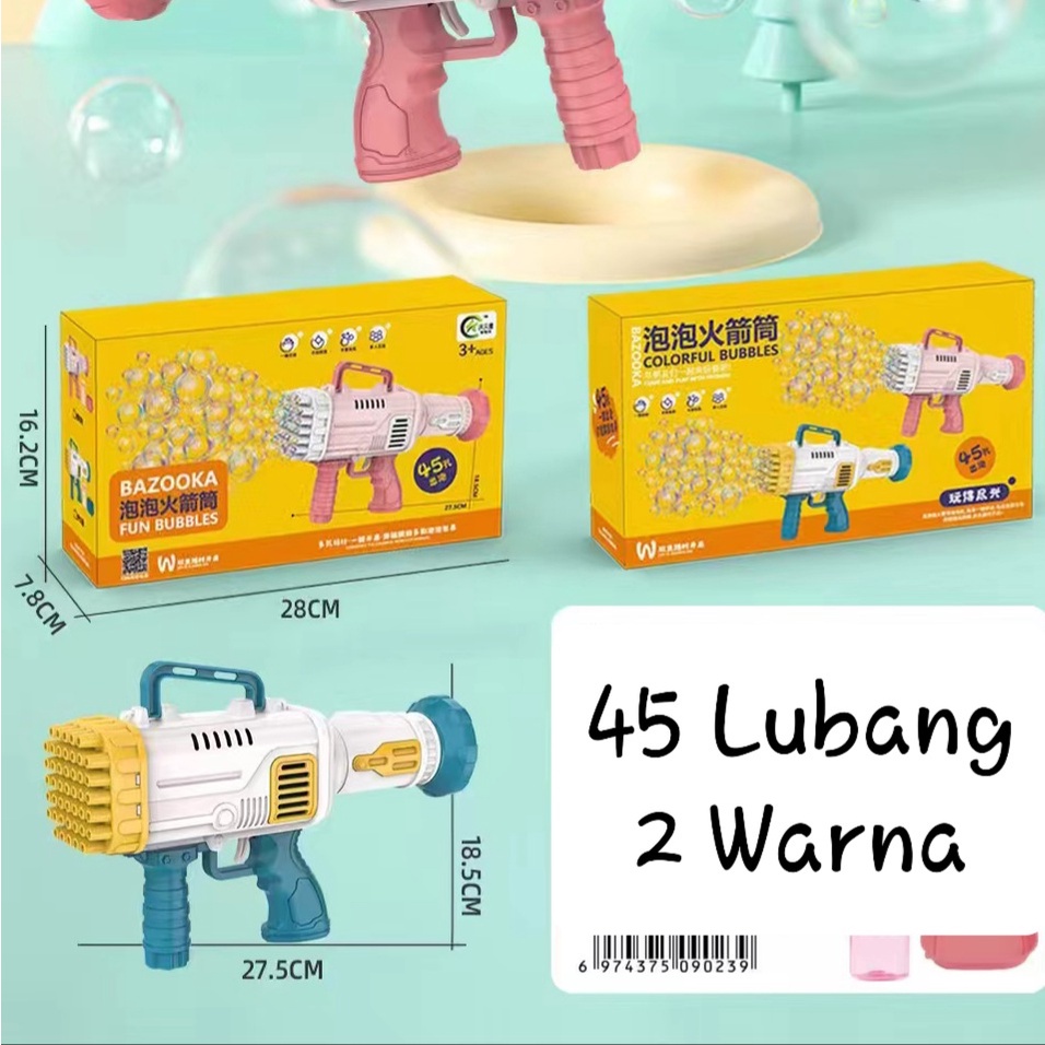 [tma] 45 Lubang Automatic Bubble Gun/ Pistol Tembak Bubble Gelembung Jumbo Automatic / Mainan Tembak Gelembung Busa Jumbo