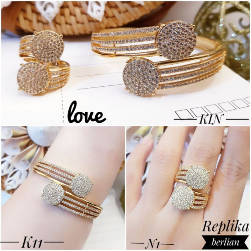 Xuping gelang dan cincin lapis emas 24k 1305l