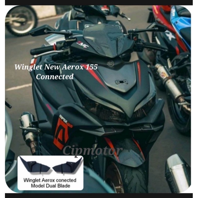 Winglet New Aerox 155 Connected 2021 Hitam doff Merah Putih Grey