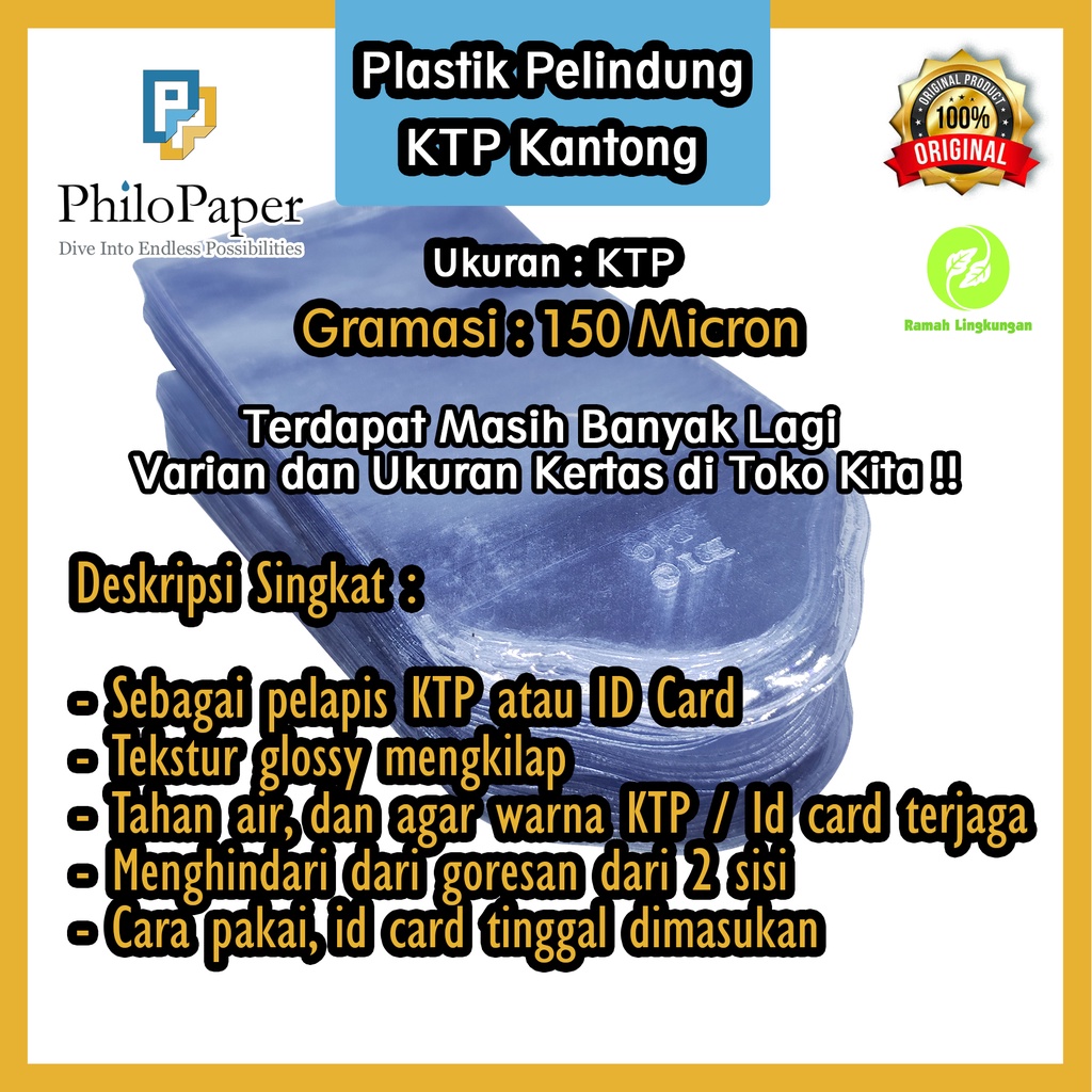 

Plastik Kantong Pelindung Bening KTP 2 Sisi 150 Micron