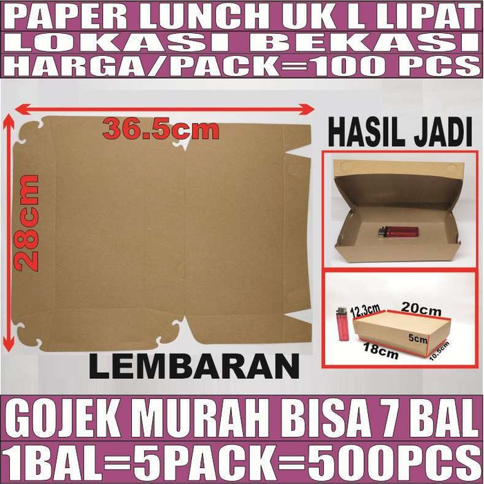 Paper Lunch Box Tutup Uk L Lipat Lembaran Kotak Makan Kertas Bekasi