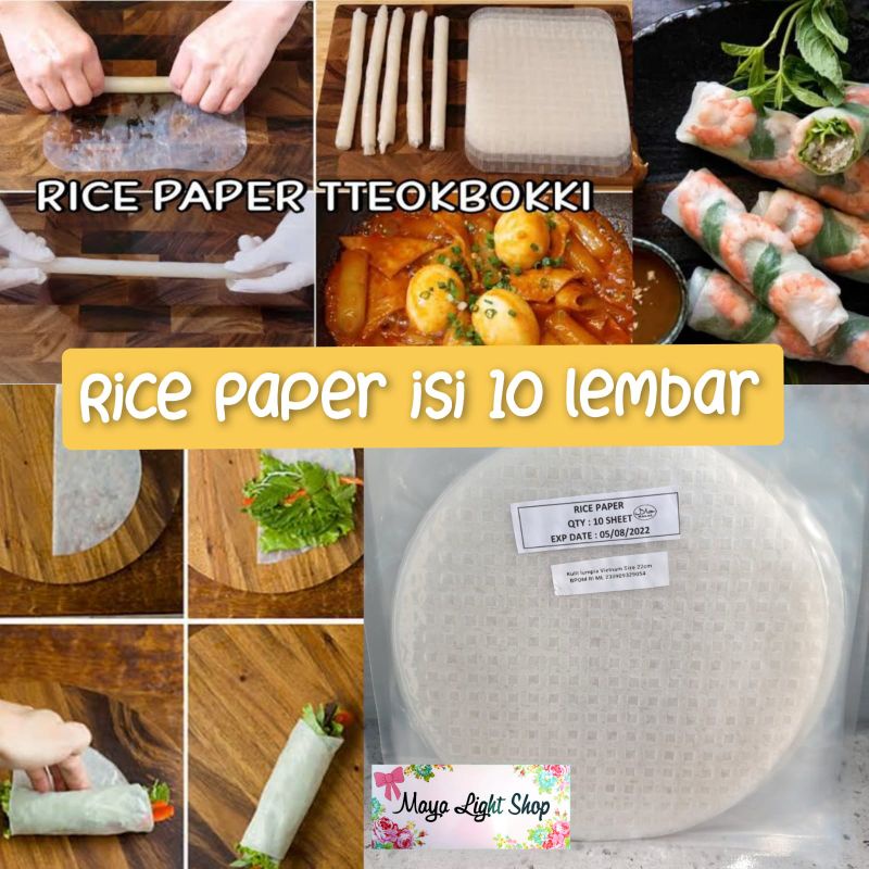 Rice Paper 5 dan 10 lembar banh trang diameter 22cm kulit lumpia vietnam topoki rice paper vietnam murah promo