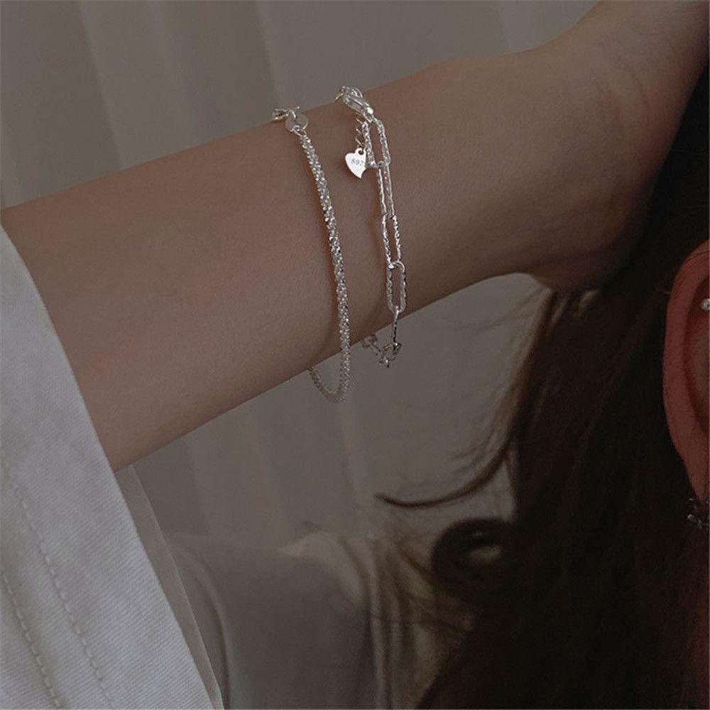 Lily Sparkling Choker Gelang Elegan Warna Silver Rantai Klavikula