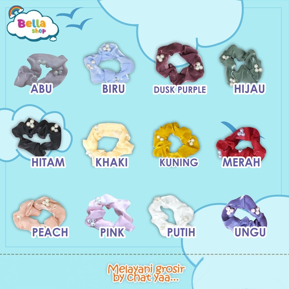 IKAT RAMBUT KOREA KUNCIRAN RAMBUT SCRUNCHIE KOREA MUTIARA