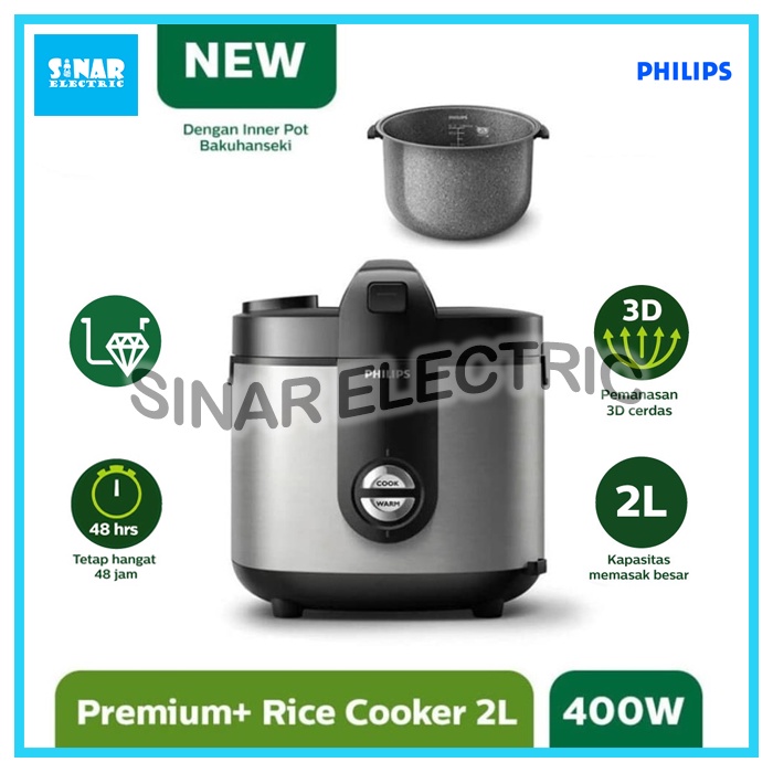 PHILIPS Rice Cooker 2L HD3138 Premium Plus Magic Com 2 Liter HD3138/33