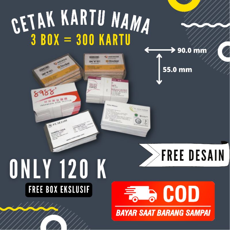 COD BAYAR DITEMPAT ,KARTU NAMA 300 KARTU /3 BOX FREE BOX EKSLUSIF