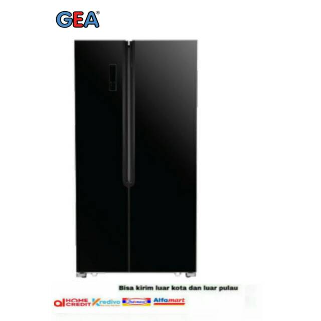 KULKAS GEA SIDE BY SIDE G2D472 G2D 472 INOX BLACK 472Liter