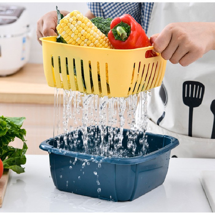 IKILOSHOP 21DB Drain Basket Baskom Cuci Saringan Buah Sayur Tempat Saji Tirisan Keranjang Wadah Saringan