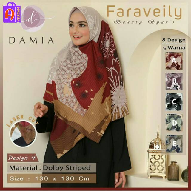 Jilbab Segi Empat Syar'i Motif Hijab Scarf Jumbo