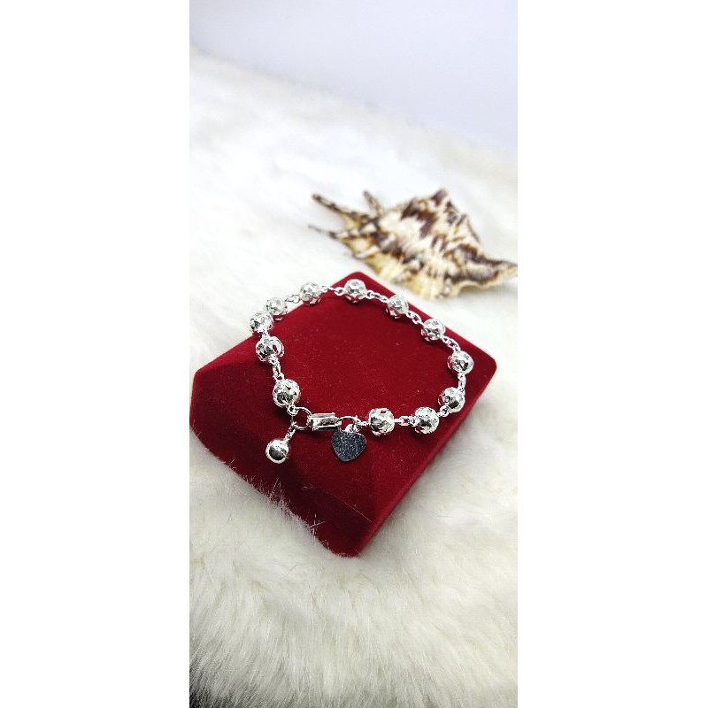 Gelang Bola lapis perak warna emas putih