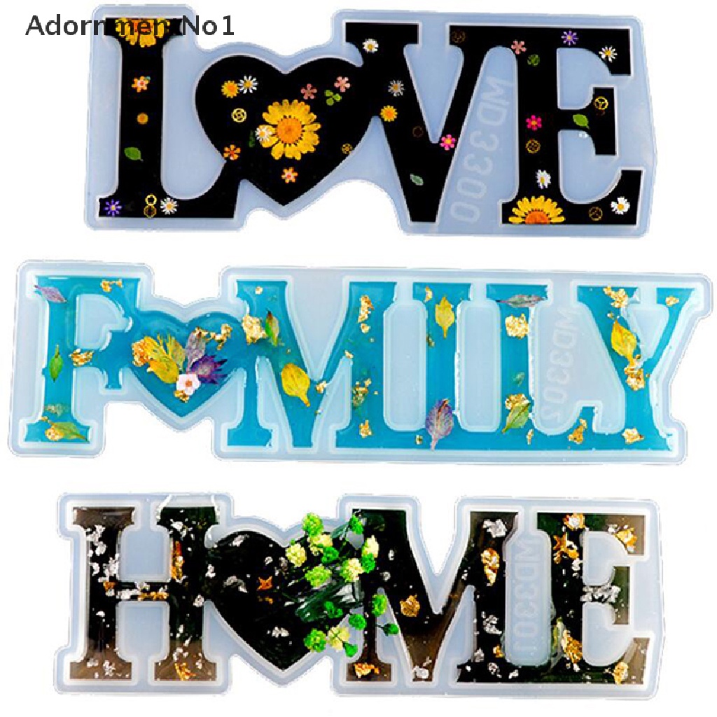 (AdornmentNo1) Cetakan Resin UV Motif Tulisan FAMILY Bahan Silikon Untuk Dekorasi Rumah