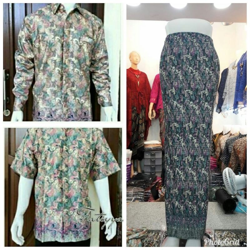 kemeja batik couple / kemeja batik pria / kemeja lengan pendek / Couple Rok plisket / hem batik pria