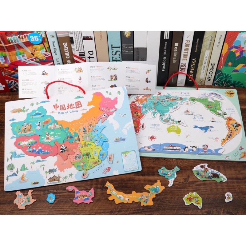 magnetic china world map puzzle - puzzle atlas dunia - mainan edukasi anak