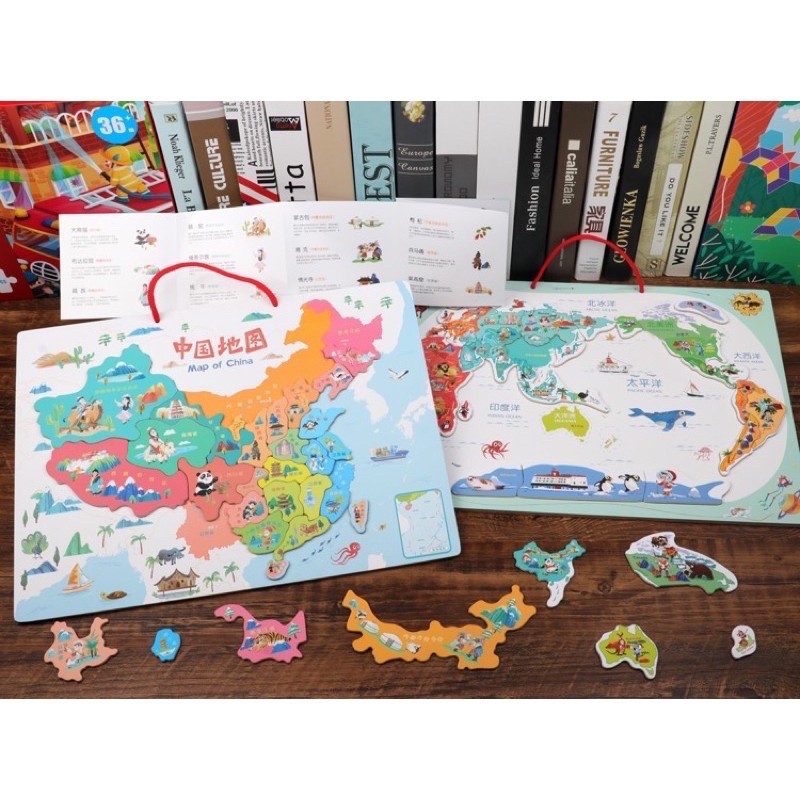 magnetic china world map puzzle - puzzle atlas dunia - mainan edukasi anak