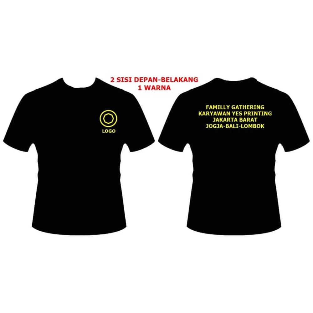 KAOS LENGAN  PENDEK COTTON COMBED 20S SABLON 1 WARNA 2 SISI 