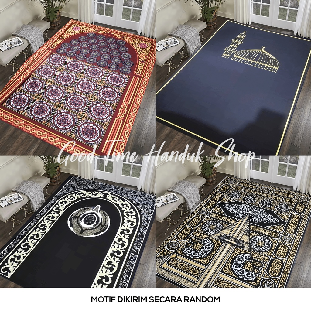 Sajadah Besar Anti Licin Ukuran 80x120cm Anti Slip Tebal Perlengkapan Sholat Premium Motif Random