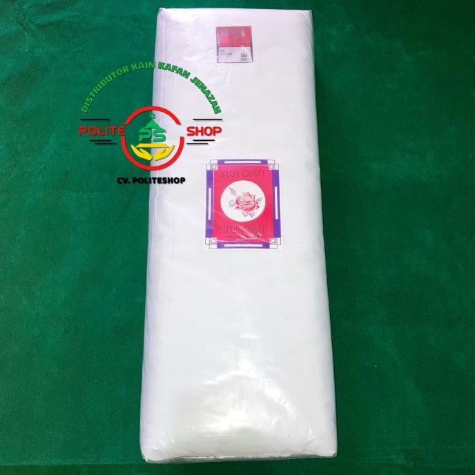 Kain Blacu Kain kafan lembut L 150cm P 50m 1 roll cap bunga mawar