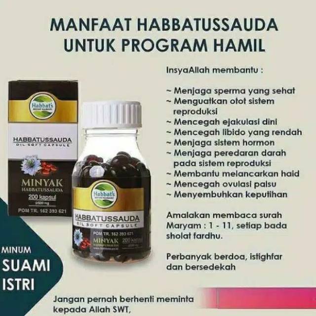 Habbat Sehat Nabawi Minyak Habbatussauda Program Hamil Habbatusauda Organic Soft Gel Isi 200 Shopee Indonesia