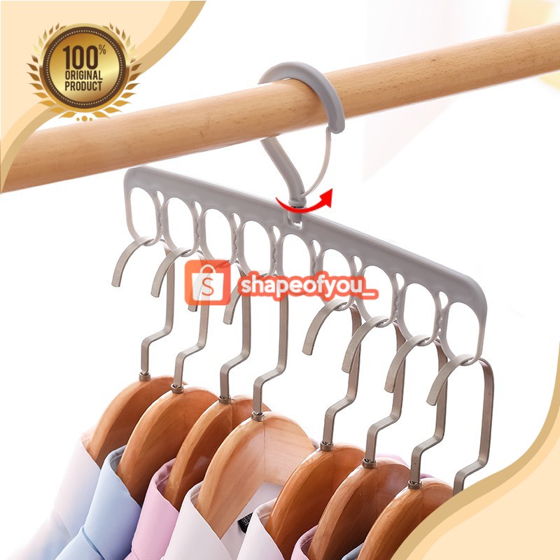 Hanger Jemuran Baju Pakaian Gantung Gantungan Baju Celana Hijab 9 Lubang Hanger Pakaian 9 Lubang Kaos Kaki Gantungan Baju Import Magic Holder Serbaguna Multifungsi Plastik Tahan Karat Kokoh Hemat Tempat Praktis Murah Bisa COD