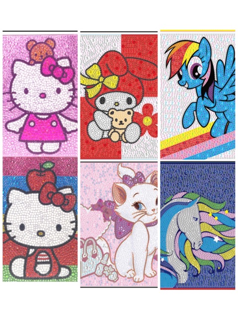 Diamond painting art beads kotak kombinasi 20x20cm hello kitty unicorn karakter