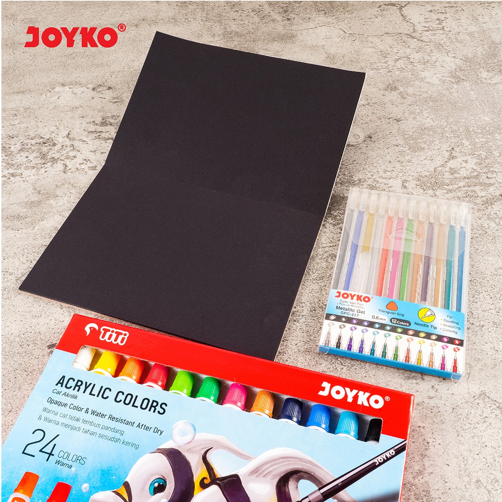 Joyko Black Sketch Pad Buku Gambar Sketsa Hitam 150 gsm 20 Sheets-6